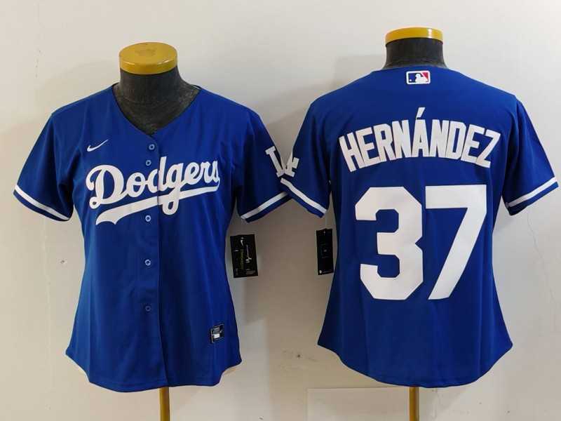 Womens Los Angeles Dodgers #37 Teoscar Hernandez Blue Cool Base Stitched Jersey->mlb womens jerseys->MLB Jersey